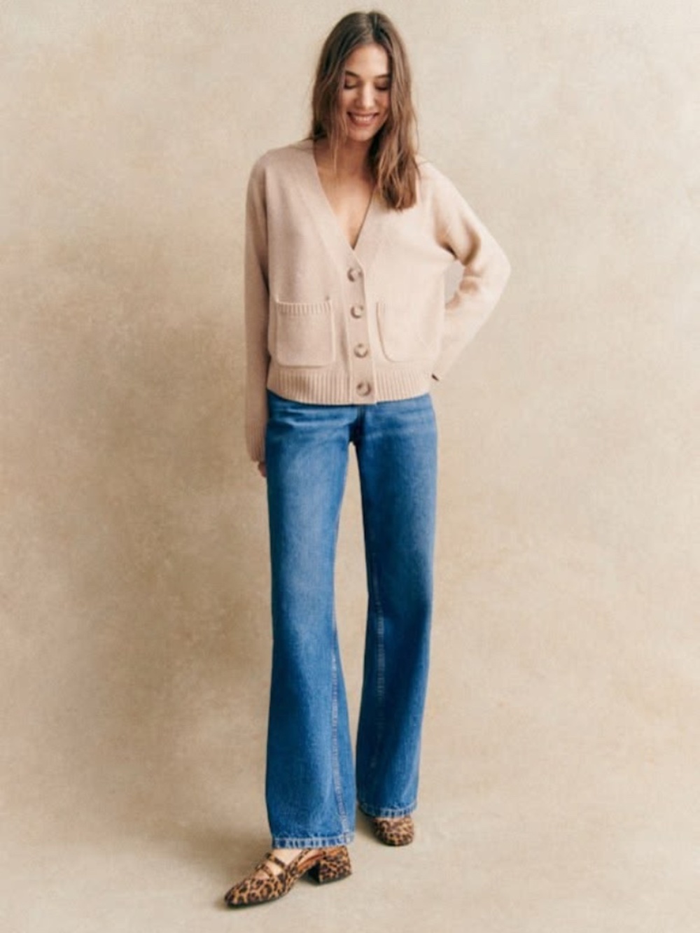 Sezane Jady Cardigan Natural - Size XS